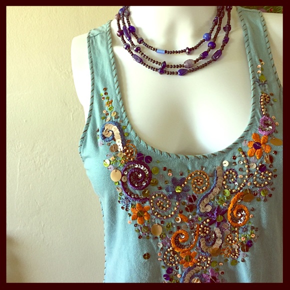 Anthropologie Tops - A Common Thread Boho Embroidered Tunic Top Medium